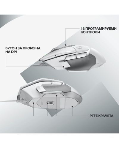 Ποντίκι gaming Logitech - G502 X EER2,οπτικό, λευκό - 5