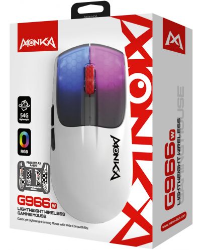 Ποντίκι gaming Marvo - Monka Vero G966W, οπτικό, ασύρματο, λευκό - 4