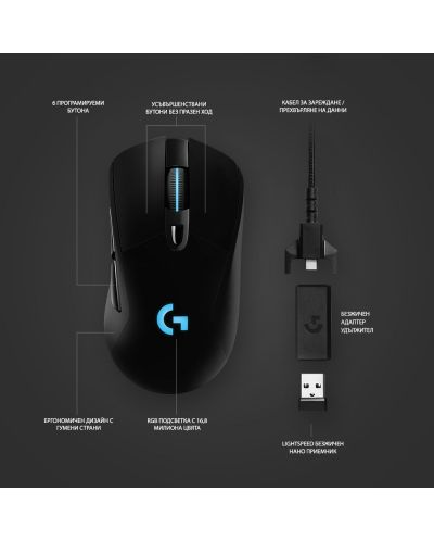 Gaming ποντίκι Logitech - G703 Lightspeed Hero, ασύρματο, μαύρο - 3