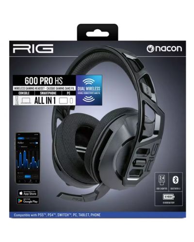 Ακουστικά gaming Nacon - RIG 600 Pro HS, PS4, ασύρματα, μαύρα - 7