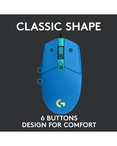 Gaming ποντίκι  Logitech - G102 Lightsync, οπτικό RGB, μπλε  - 5