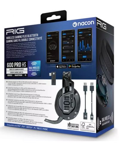 Ακουστικά gaming Nacon - RIG 600 Pro HS, PS4, ασύρματα, μαύρα - 8