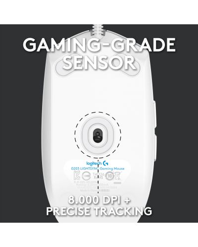 Gaming ποντίκι Logitech - G102 Lightsync, οπτικό RGB άσπρο - 4
