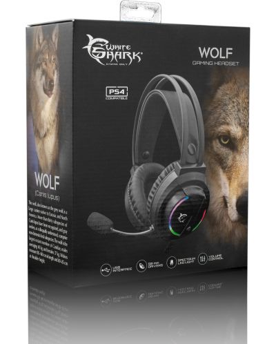 Ακουστικά gaming White Shark - WOLF, μαύρα - 4