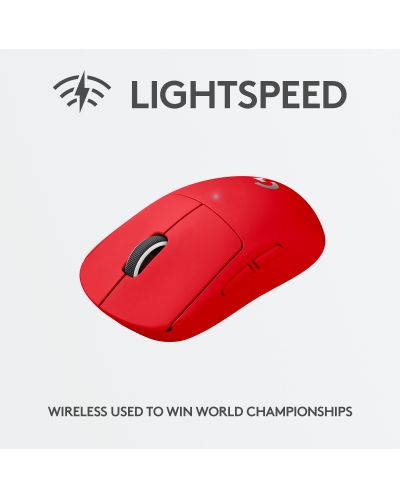 Ποντίκι gaming  Logitech - Pro X Superlight,ασύρματο, κόκκινο - 4