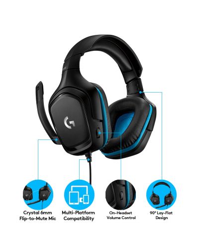 Ακουστικά Gaming Logitech G432 - 7.1 Surround, μαύρα - 6