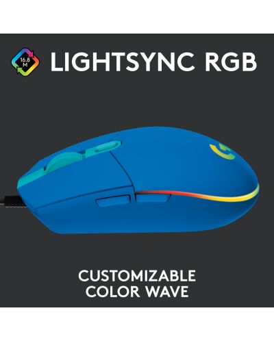 Gaming ποντίκι  Logitech - G102 Lightsync, οπτικό RGB, μπλε  - 3