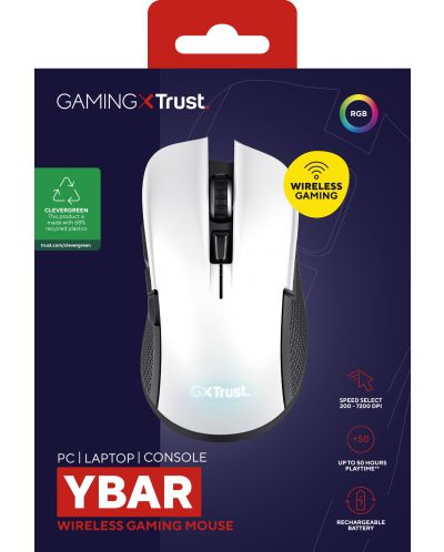 Ποντίκι gaming Trust - GXT 923 Ybar, οπτικό, ασύρματο, λευκό - 5