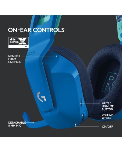 Ακουστικά Gaming Logitech - G733, ασύρματα, μπλε - 6