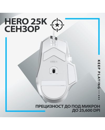 Ποντίκι gaming Logitech - G502 X EER2,οπτικό, λευκό - 4
