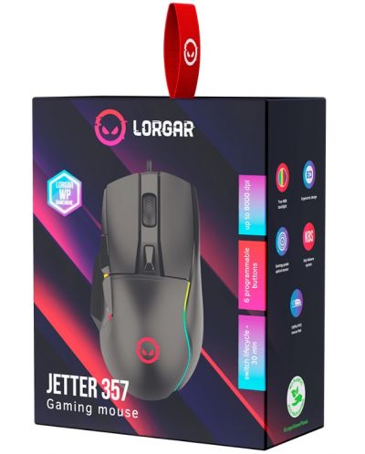 Gaming ποντίκι Lorgar - Jetter 357, οπτικό, μαύρο - 6