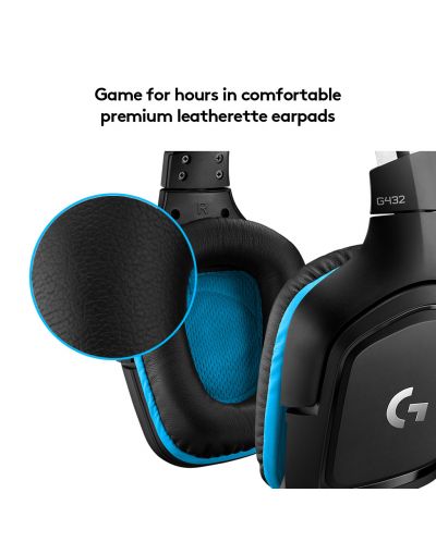 Ακουστικά Gaming Logitech G432 - 7.1 Surround, μαύρα - 5