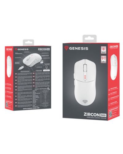 Ποντίκι gaming Genesis - Zircon 500, οπτικό, ασύρματο, λευκό - 10