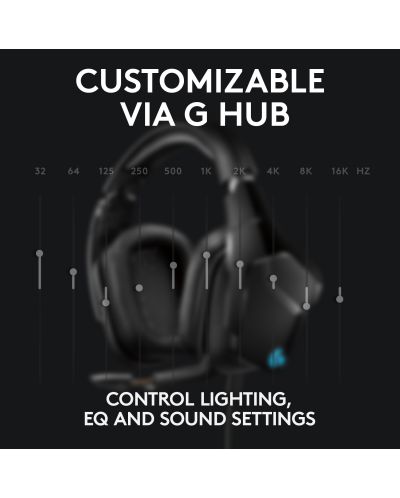 Ακουστικά Gaming με μικρόφωνο Logitech - G635, 7.1 Lightsync, μαύρα - 6