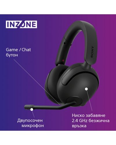 Ακουστικά gaming Sony - INZONE H5, ασύρματα , μαύρα  - 7