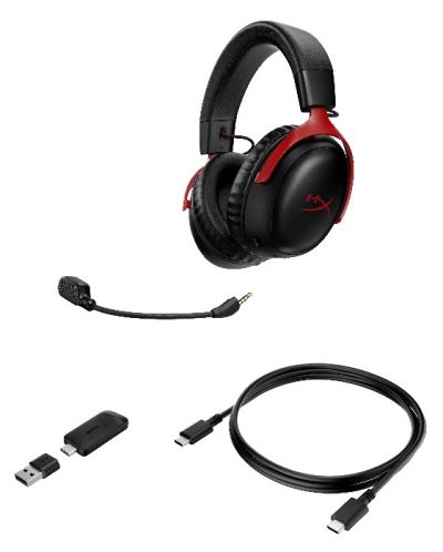 Ακουστικά gaming HyperX - Cloud III, PC/PS5/PS4/Switch, ασύρματα, μαύρο/κόκκινο - 7