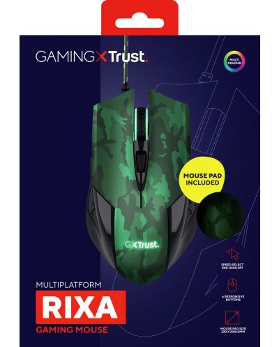 Gaming Σετ ποντίκι και pad Trust - GXT 781 Rixa Camo, πράσινο - 7