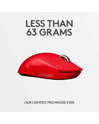 Ποντίκι gaming  Logitech - Pro X Superlight,ασύρματο, κόκκινο - 3