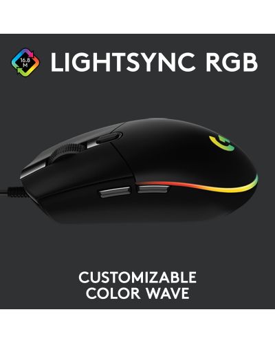 Gaming ποντίκι Logitech - G102 Lightsync, Οπτικό , RGB, μαύρο - 3