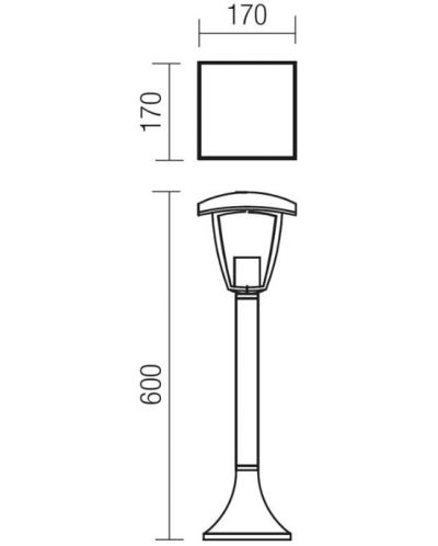 Φωτιστικό κήπου Smarter - Edmond 9157, IP44, E27, 1x28W, μαύρο - 2