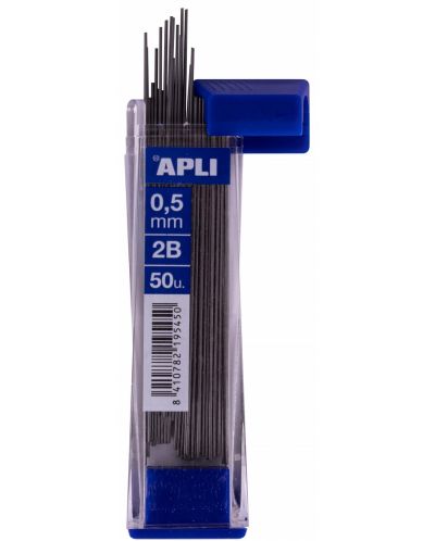 Γραφίτης για αυτόματο μολύβι Apli - 2B, 0,5 mm, 50 τεμάχια - 2
