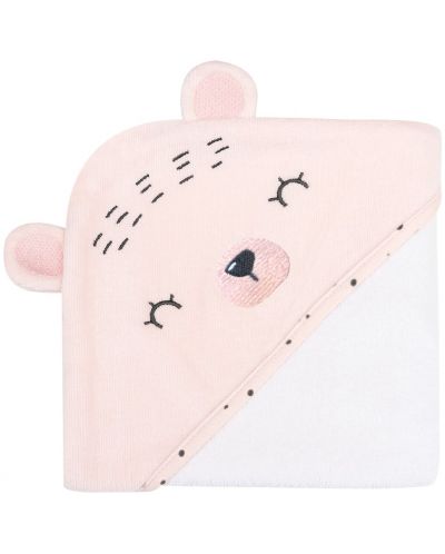 Πετσέτα μπάνιου με κουκούλα KikkaBoo -Bear with me Pink,90/90 εκ - 1