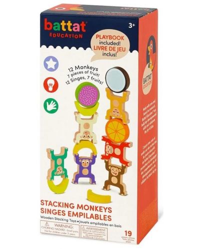 Σετ παιχνιδιού Battat - Ξύλινες πολύχρωμες μαϊμούδες  - 1