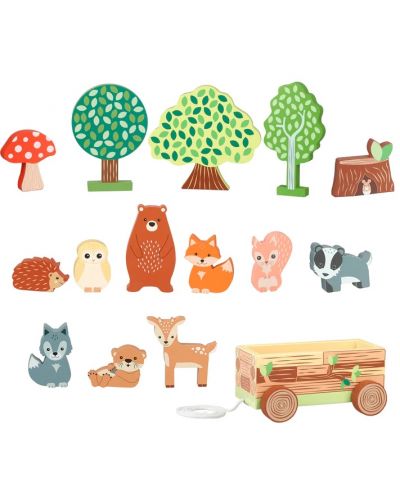 Σετ παιχνιδιού Orange Tree Toys - Ζώα του δάσους με κάρο  - 3