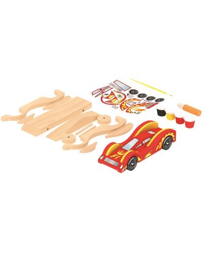 Σετ παιχνιδιού Acool Toy - Κάντο μόνος σου ξύλινο αγωνιστικό αυτοκίνητο - 1