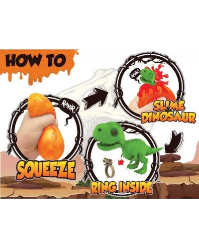Σετ παιχνιδιών Felyx Toys - Dino αυγό με slime και δεινόσαυρος με δαχτυλίδι, ποικιλία - 3