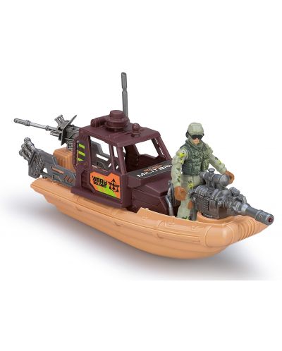 Σετ παιχνιδιού RS Toys - Βάρκα μάχης με στρατιώτη και αξεσουάρ, με ήχους και φώτα - 2
