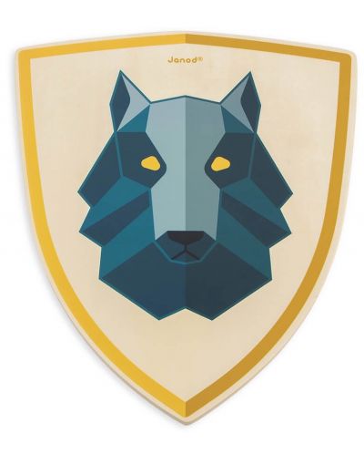 Σετ παιχνιδιού Janod - Ξύλινο σπαθί και ασπίδα, λύκος - 8