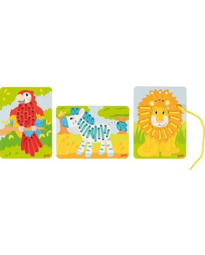 Παιχνίδι ραπτικής Goki - Παπαγάλος, λιοντάρι, ζέβρα - 1