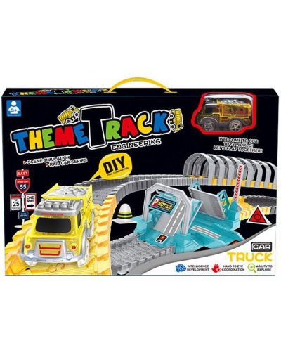 Σετ παιχνιδιού Felyx Toys - Πίστα με φωτιζόμενο φορτηγό, με βρόχο, 165 τεμάχια - 1