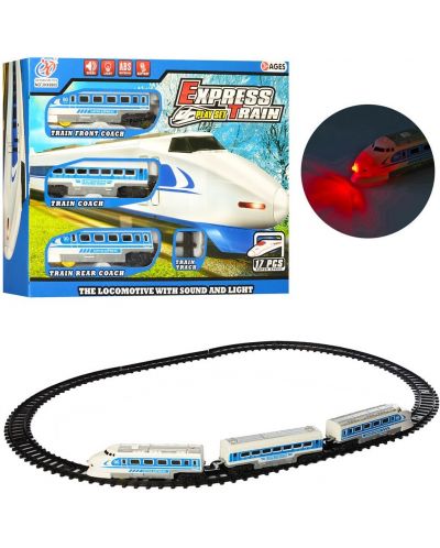 Σετ παιχνιδιού Raya Toys - Τρένο Express με μπαταρίες και ράγες, μπλε - 4