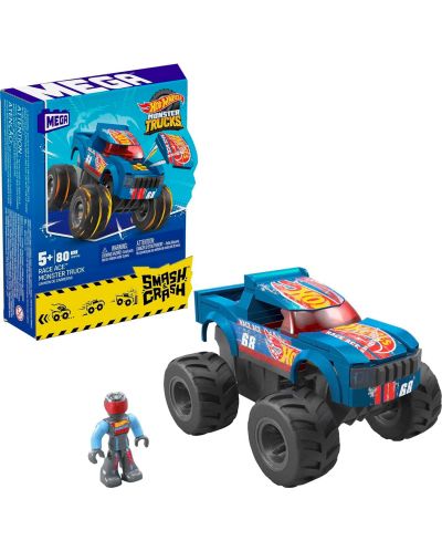 Σετ παιχνιδιού Hot Wheels Monster Truck - Smash & Crash Race Ace, 85 μέρη  - 1