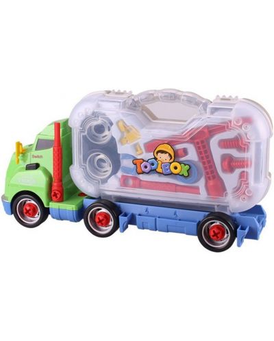 Σετ παιχνιδιού  Raya Toys-Φορτηγό βαλίτσα με εργαλειοθήκη, πράσινο - 1