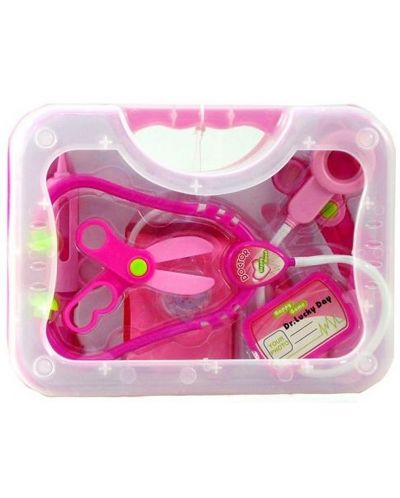 Παιδικό ιατρικό σετ  Raya Toys - Σε βαλίτσα ,ροζ - 1