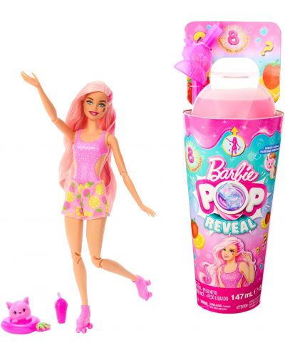 Σετ παιχνιδιού Barbie Pop Reveal - Κούκλα με εκπλήξεις, Φράουλα λεμονάδα - 1