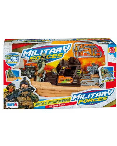 Σετ παιχνιδιού RS Toys - Βάρκα μάχης με στρατιώτη και αξεσουάρ, με ήχους και φώτα - 1