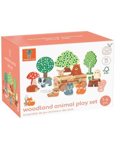 Σετ παιχνιδιού Orange Tree Toys - Ζώα του δάσους με κάρο  - 1