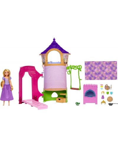 Σετ παιχνιδιού  Disney Princess - Κούκλα Ραπουνζέλ με πύργο - 2
