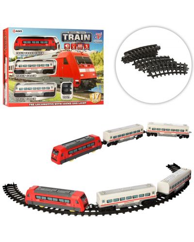 Σετ παιχνιδιού Raya Toys - Τρένο μπαταρίας Express με ράγες, κόκκινο - 1