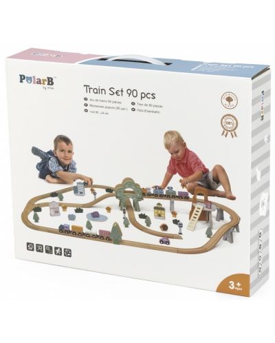 Σετ παιχνιδιού Viga PolarB - Τρένο με ράγες, 90 μέρη - 1