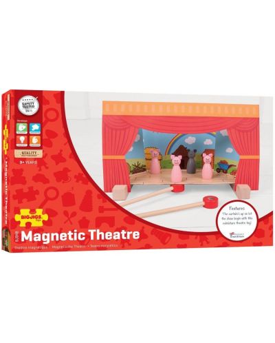 Σετ παιχνιδιού Bigjigs - Μαγνητικό θέατρο με ξύλινες φιγούρες - 6