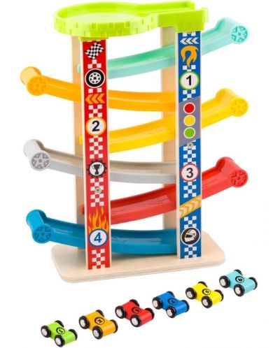 Σετ παιχνιδιού Tooky Toy - Πίστα ράλλυ με έξι αυτοκίνητα - 1