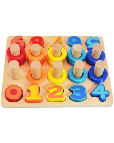 Σετ παιχνιδιού Acool Toy - Ξύλινος πίνακας με αριθμούς και κρίκους - 1