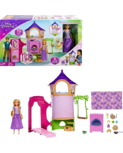 Σετ παιχνιδιού  Disney Princess - Κούκλα Ραπουνζέλ με πύργο - 1