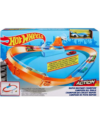 Σετ παιχνιδιού Hot Wheels Action - Πίστα με εκτοξευτήρα, Rapid Raceway Champion - 1