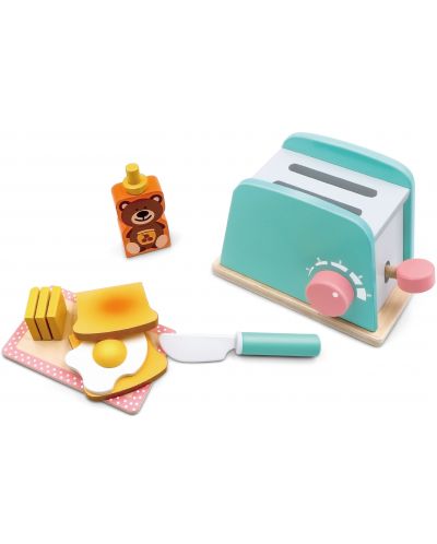 Σετ παιχνιδιού Acool Toy - Ξύλινη τοστιέρα και προϊόντα πρωινού, 8 τεμάχια - 1
